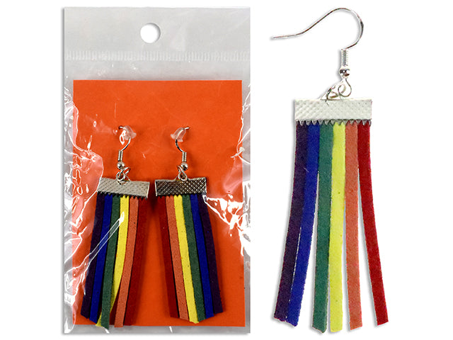 Pride Rainbow Leather Fringed Earrings