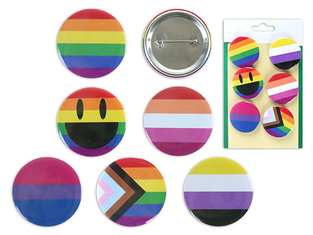 Pride Rainbow Flags On Buttons