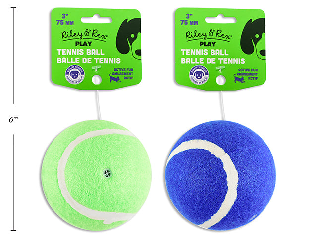 75mm Toy Tennis Ball. 2 Asst.Colours: Green / Blue. h/c.