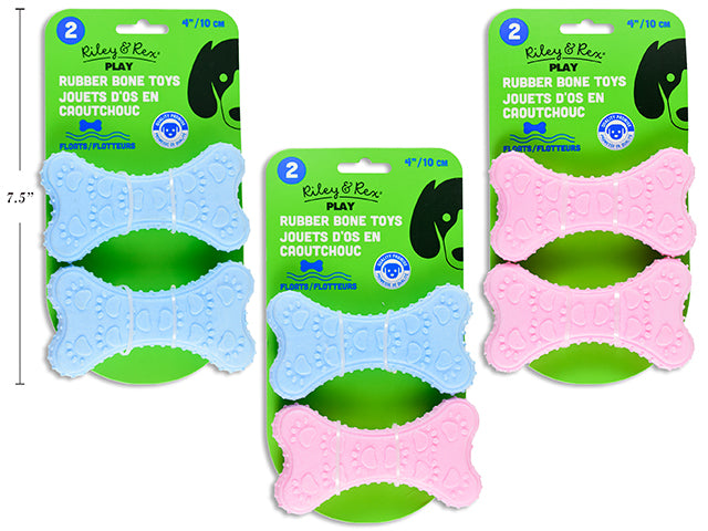 2pk 4in Rubber Bone Toy. 2 Cols/Pack. T.o.c.