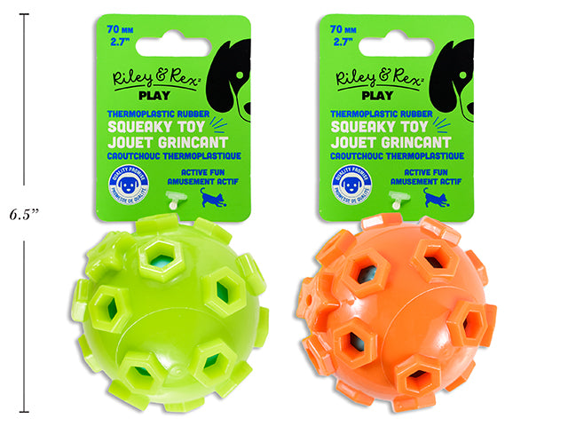 70mm TPR 2-Tone Squeaky Ball. 2 Asst.Colours. h/c.