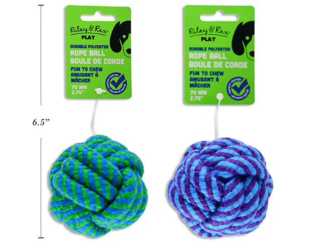 70mm Polyester Rope Ball. 60g. 2 Asst.Colours. h/c.