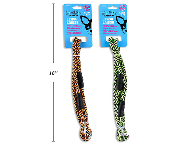 4ft Durable 2-Tone Rope Leash. 10mm(D). 3 Asst.Colours. T.o.c.