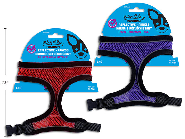 Adjustable Reflective Harness - Large. 2 Cols: Red / Purple. T.o.c.