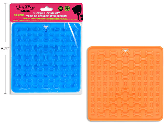 7.25in Silicone Square Shaped Slow Feed Lick Mat. 2 Asst.Colours. pbh.