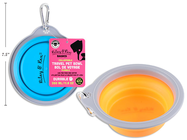 350Ml Tpe Collapsible Travel Pet Bowl. 2 Asst.Colours. Cht.