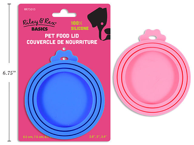 3-5/8in Silicone Pet Food Lid. Fits 3 Can Sizes. 2 Asst.Colours. T.o.c.