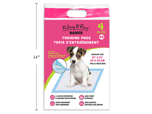 4pk 21in x 21in Pet Training Pads. Regular Size. Printed Polybag.