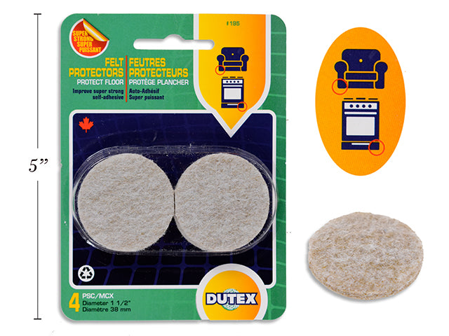 Dutex Self-Adhesive Felt Pads 1 1/2" (38Mm) 4/Pkg