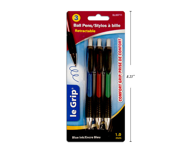 Ball Pens With Grip 3 Pack