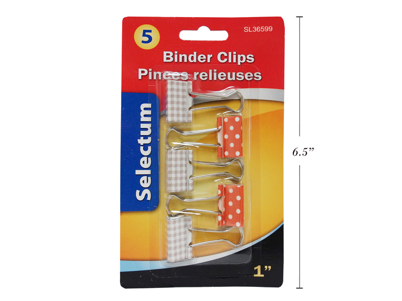 Printed Binder Clips 5 Pack