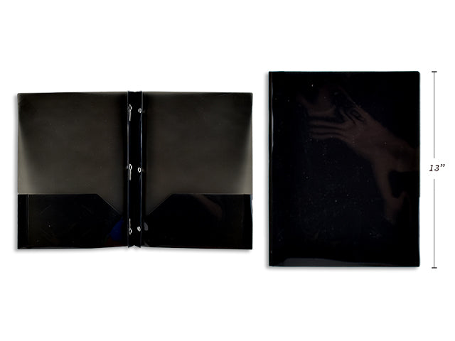 Black Plastic Portfolio With Prongs And 2 Pockets