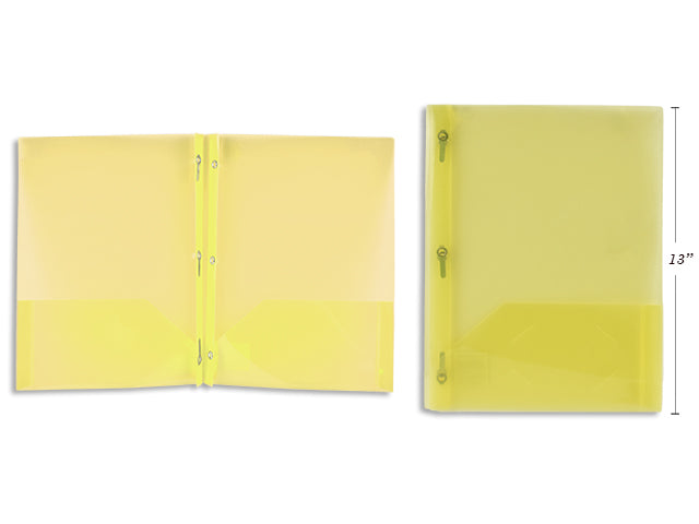 Yellow Plastic Portfolio With Prongs And 2 Pockets