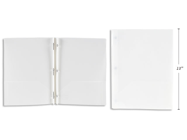 White Plastic Portfolio With Prongs And 2 Pockets