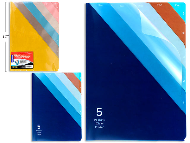 Five Layer Pp Color Coded Document Holder (5 Pkts 22*31*0.13Cm ( 8.3X11.7" ) Holds Min. 80 Shts