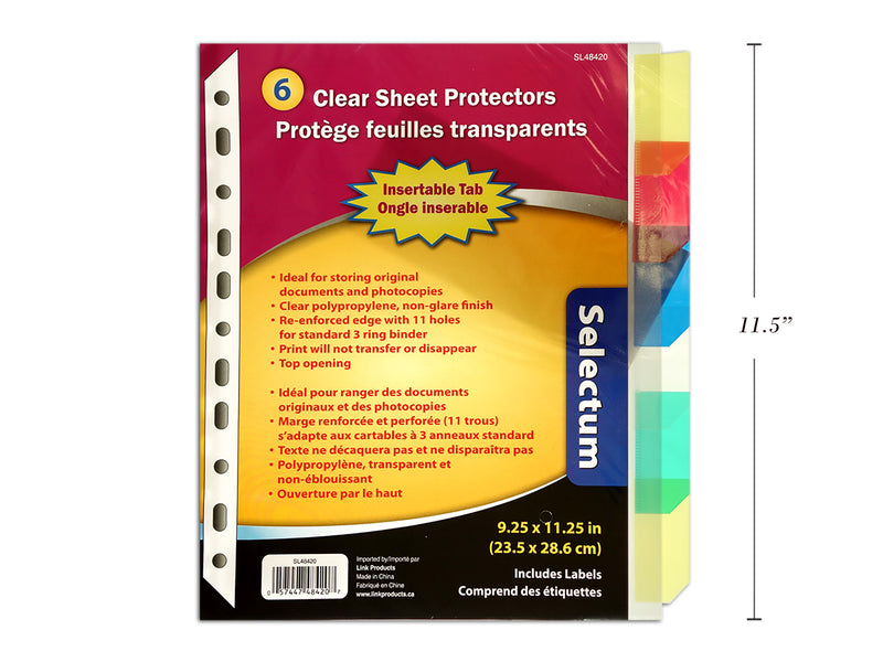 Sheet Protectors With Index Tabs 6 Pack