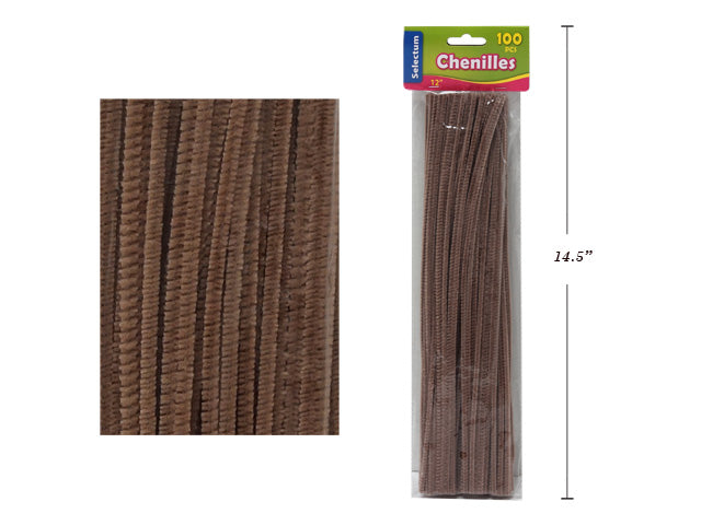 12 CHENILLES DK BROWN 100/BAG 4 MM THICKNESS"