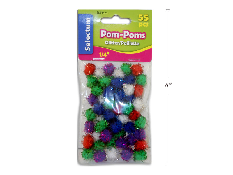 Glitter Pom Poms 55 Pack