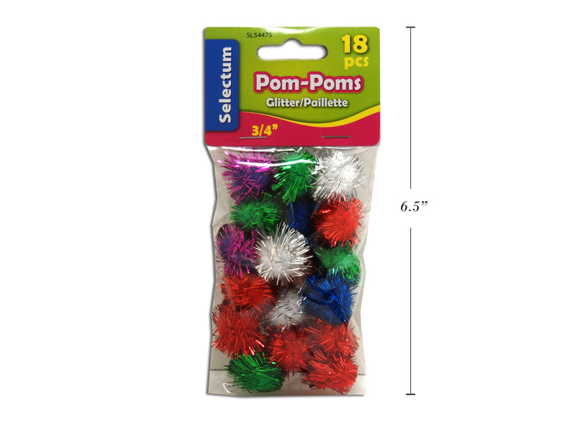 Glitter Pom Poms 18 Pack