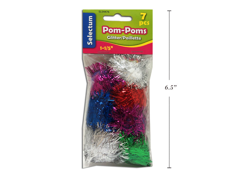 Glitter Pom Poms 7 Pack