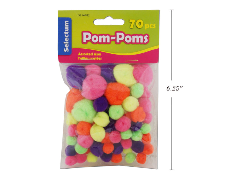 BRITES" POM POMS ASST SIZES/COLORS 70/BAG 1/4" + 0.5" + 1" SIZES"