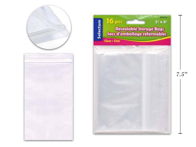 Clear Zip Lock Bags Large 16 Pack