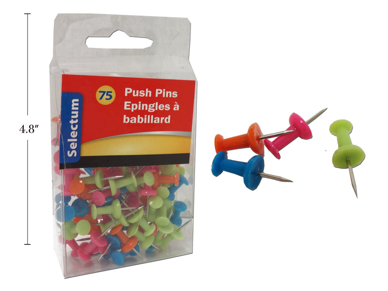 Neon Color Push Pins 75 Pack