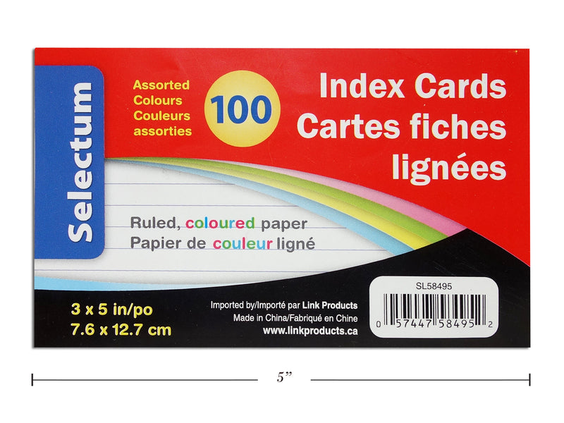 Colored Index Cards 100 Ruled Sheets