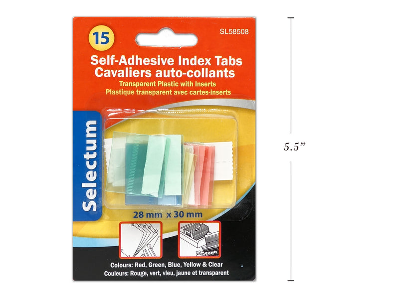 Plastic Index Tabs With Insert 15 Pack