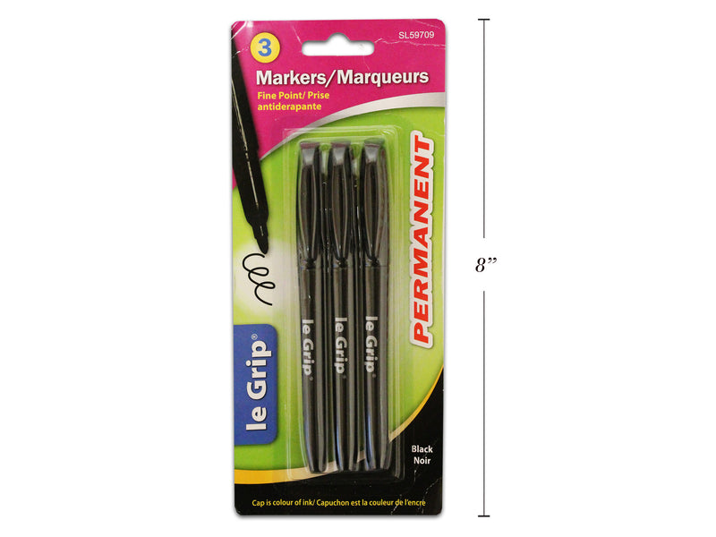 Black Permanent Markers 3 Pack