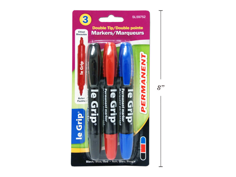 Double Tip Permanent Markers 3 Pack