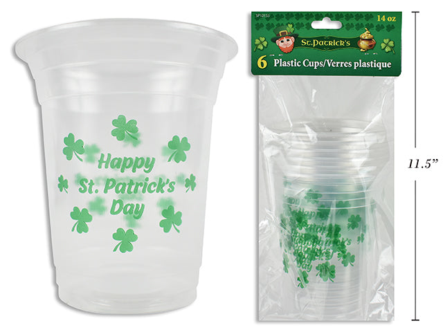 St Patricks Plastic Cups 6 Pack