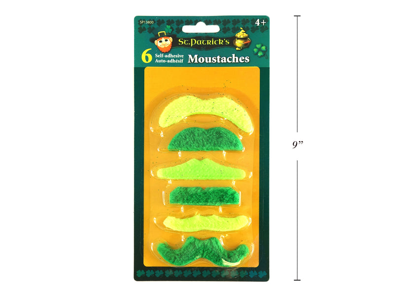 Self Adhesive St Patricks Day Moustaches 6 Pack