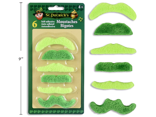 Self Adhesive St Patricks Day Moustaches 6 Pack