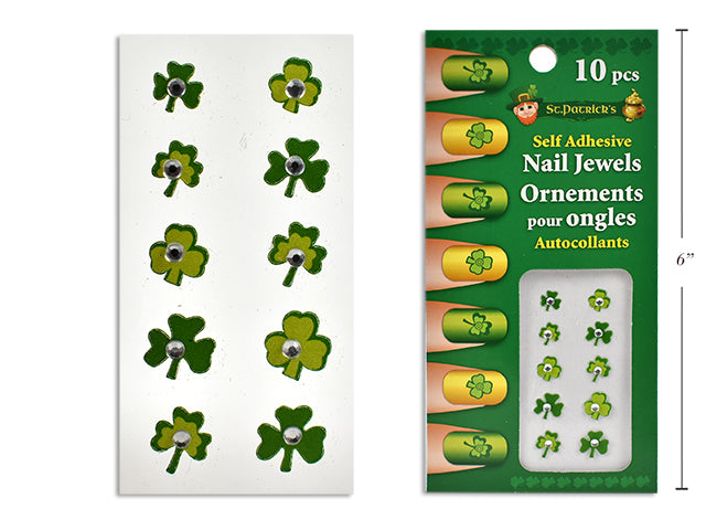 St Patricks Day Self Adhesive Finder Nail Jewel Art 10 Pack