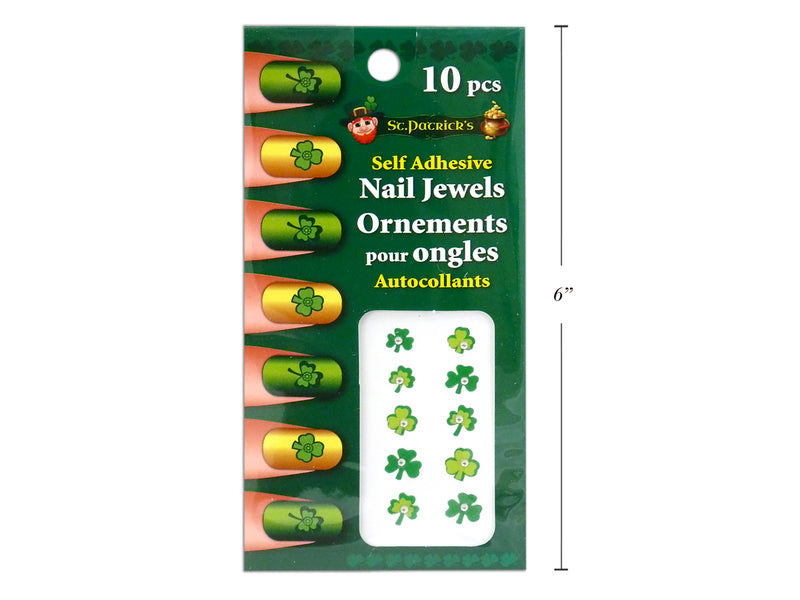 St Patricks Day Self Adhesive Finder Nail Jewel Art 10 Pack