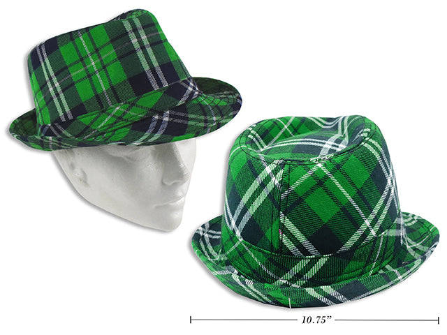 Green Plaid Fedora Hat