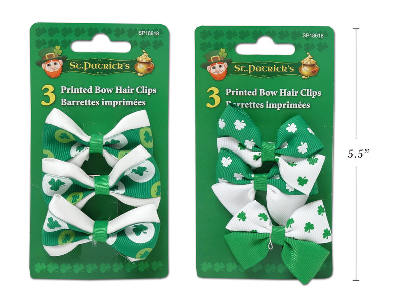 St Patricks Day Printed Bow Hair Clip Assortment