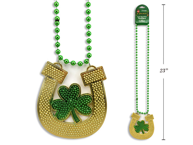 St Patricks Day Lucky Horseshoe Beaded Necklace