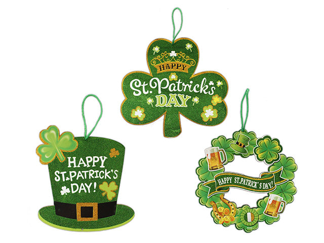 St Patricks Day Hanging Glitter Foam Plaque