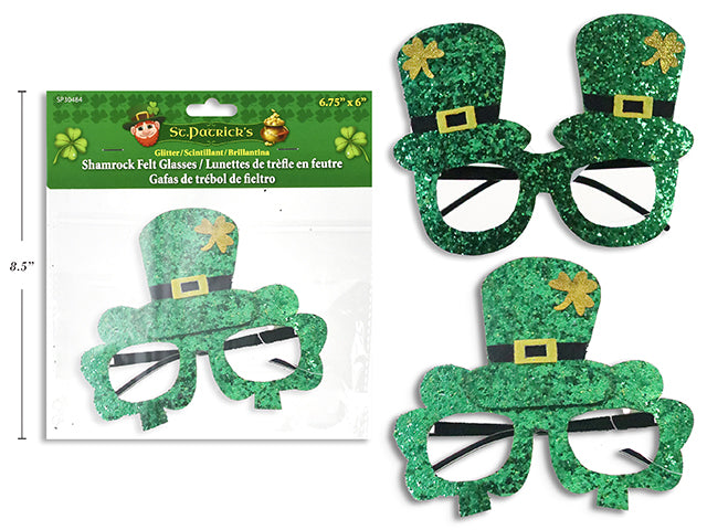 St Patricks Day Sparkle Glitter Shamrock Glasses