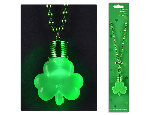 St Patricks Day Shamrock Beaded Necklace