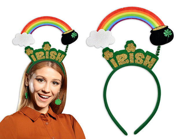 St Patricks Day Glitter Pot Of Gold Rainbow Headband