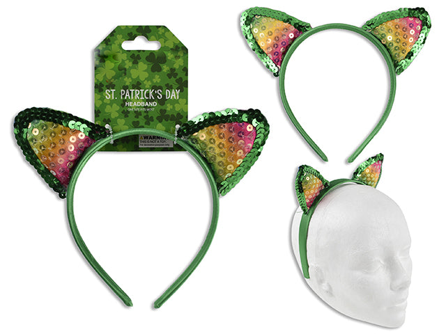 St Patricks Day Confetti Rainbow Cats Ear Headband
