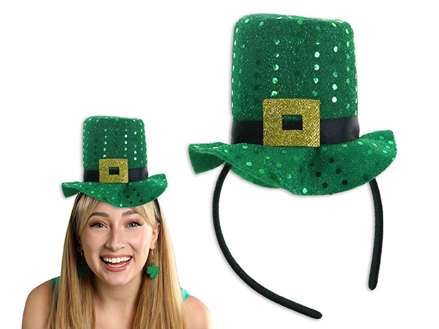 St Patricks Day Confetti Shimmering Leprechaun Hat Headband