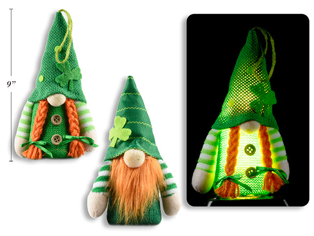St Patricks Day LED Plush Gnome
