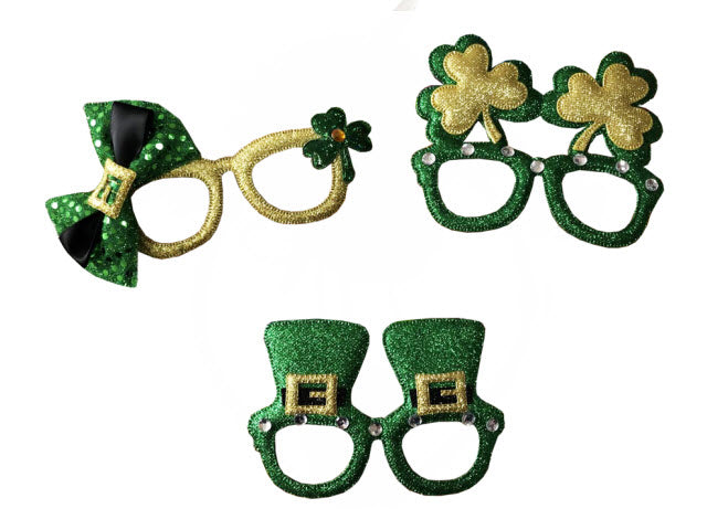 St Patricks Day Glitter Costume Glasses