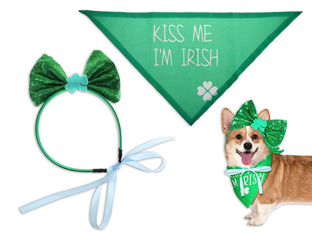 St Patricks Day Pets Costume Headband With Bandana