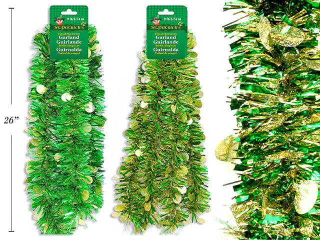 St Patricks Day Holographic Gold Coins Tinsel Garland
