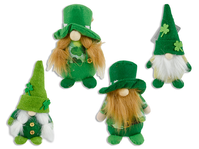 8.25In St.Pat'S Felt Gnome Tabletop Decor. 2 Asst.Styles. J-Hook W/Cht.